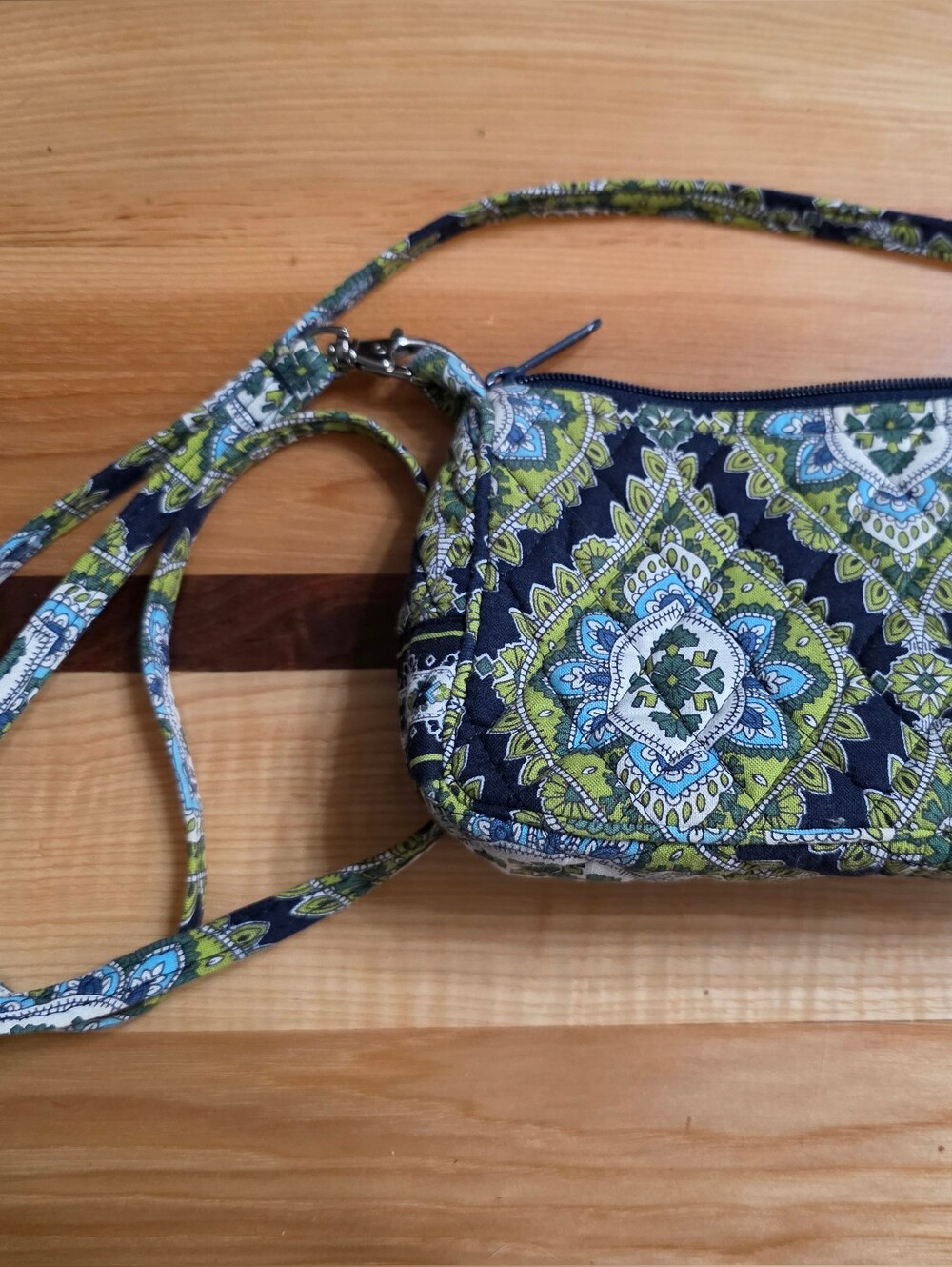 Vera Bradley Quilted Crossbody Bag in Navy & Green